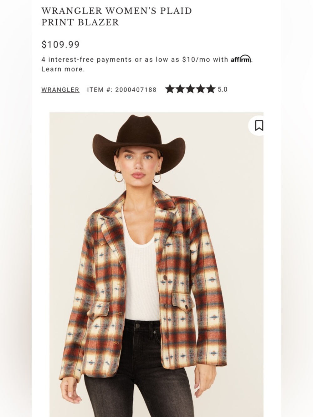 Wrangler Plaid Blazer